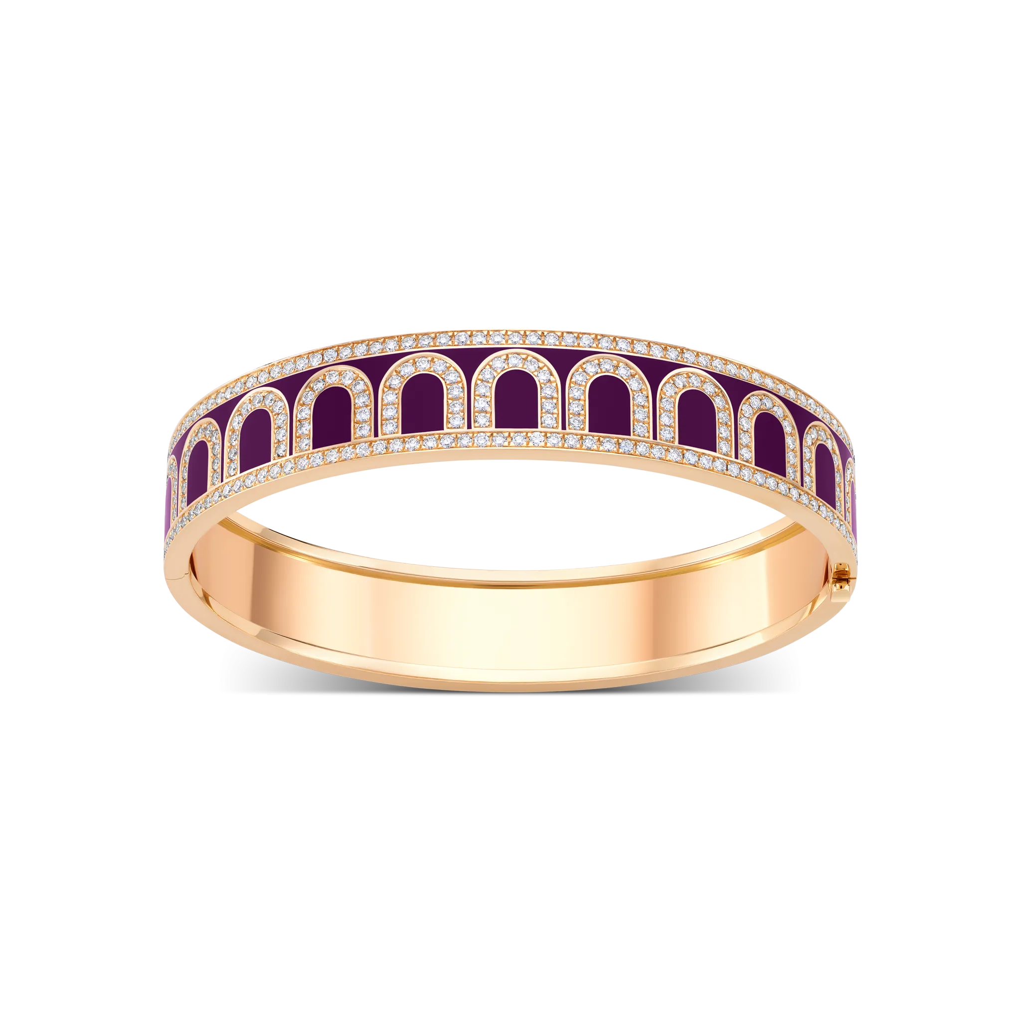 L'Arc de DAVIDOR Bangle GM, 18k Rose Gold with Lacquered Ceramic and Palais Diamonds