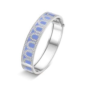 L'Arc de DAVIDOR Bangle GM, 18k White Gold with Lacquered Ceramic and Palais Diamonds