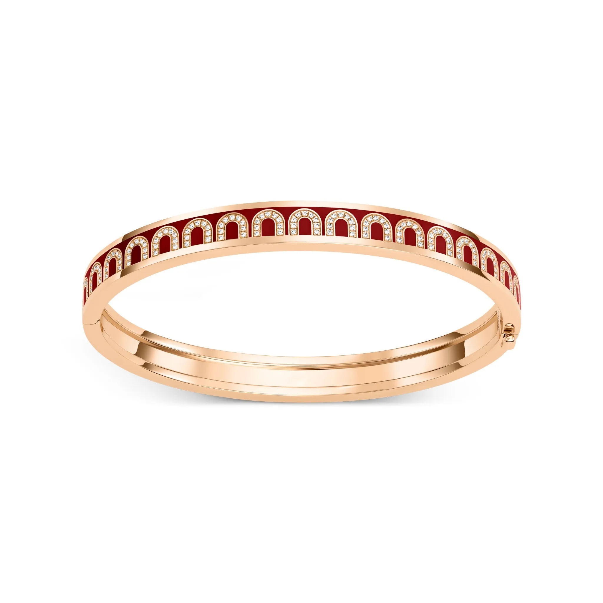 L'Arc de DAVIDOR Bangle PM, 18k Rose Gold with Lacquered Ceramic and Arcade Diamonds