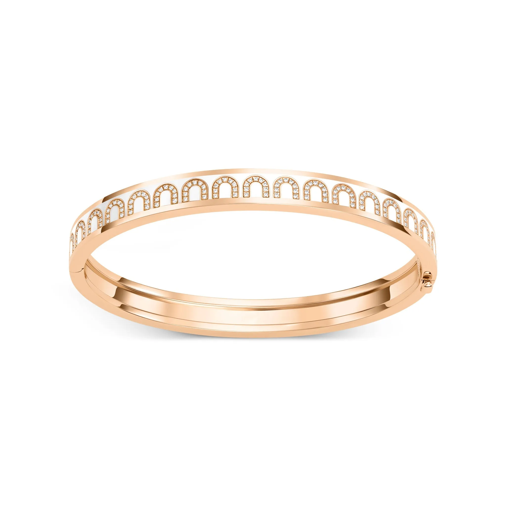 L'Arc de DAVIDOR Bangle PM, 18k Rose Gold with Lacquered Ceramic and Arcade Diamonds