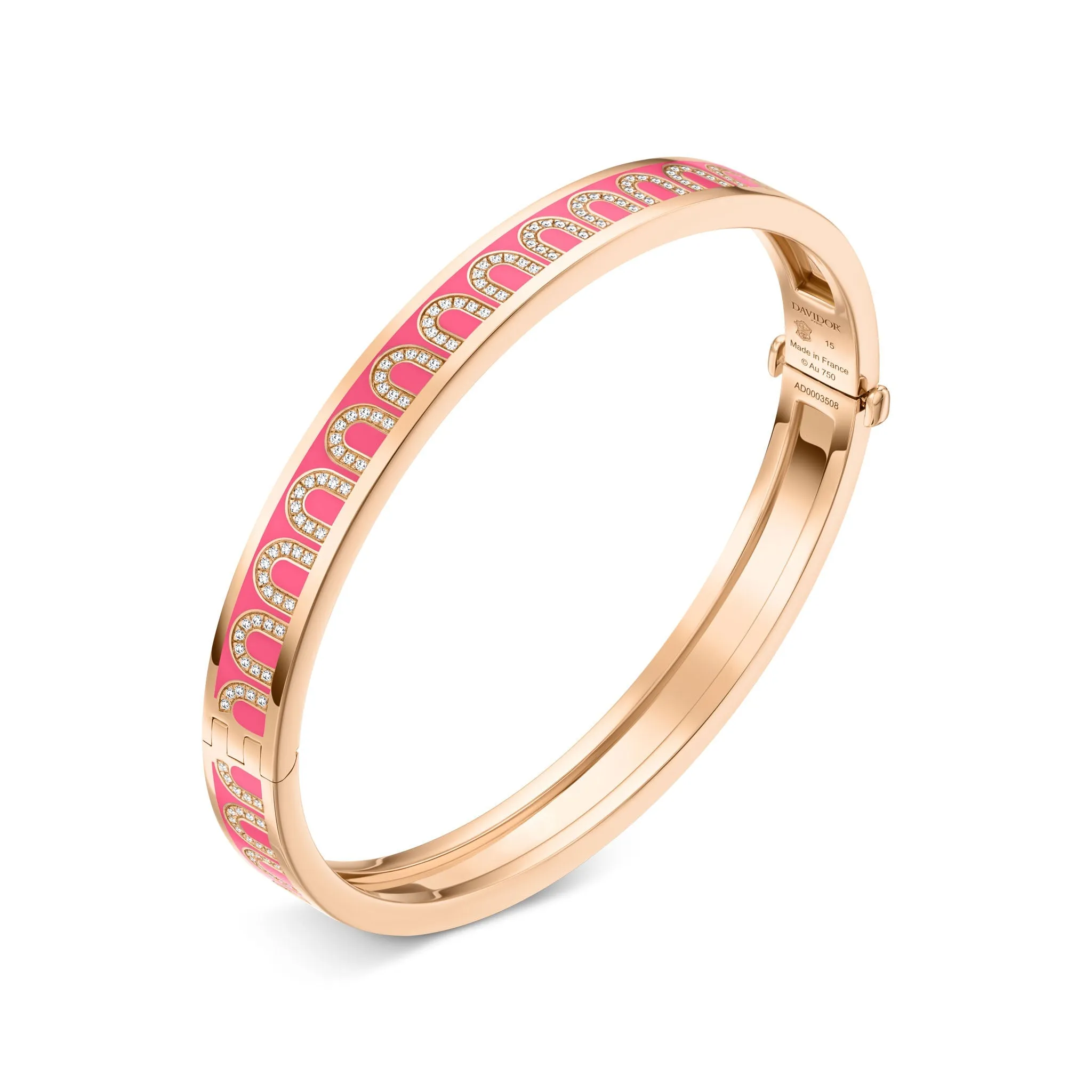 L'Arc de DAVIDOR Bangle PM, 18k Rose Gold with Lacquered Ceramic and Arcade Diamonds