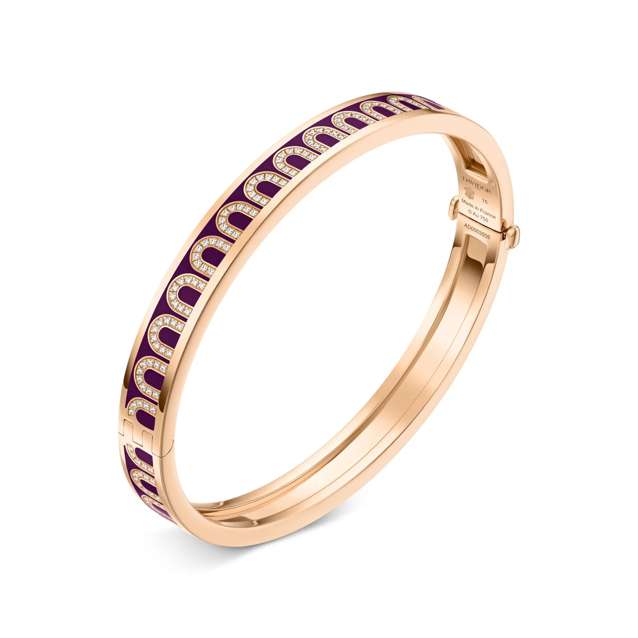 L'Arc de DAVIDOR Bangle PM, 18k Rose Gold with Lacquered Ceramic and Arcade Diamonds