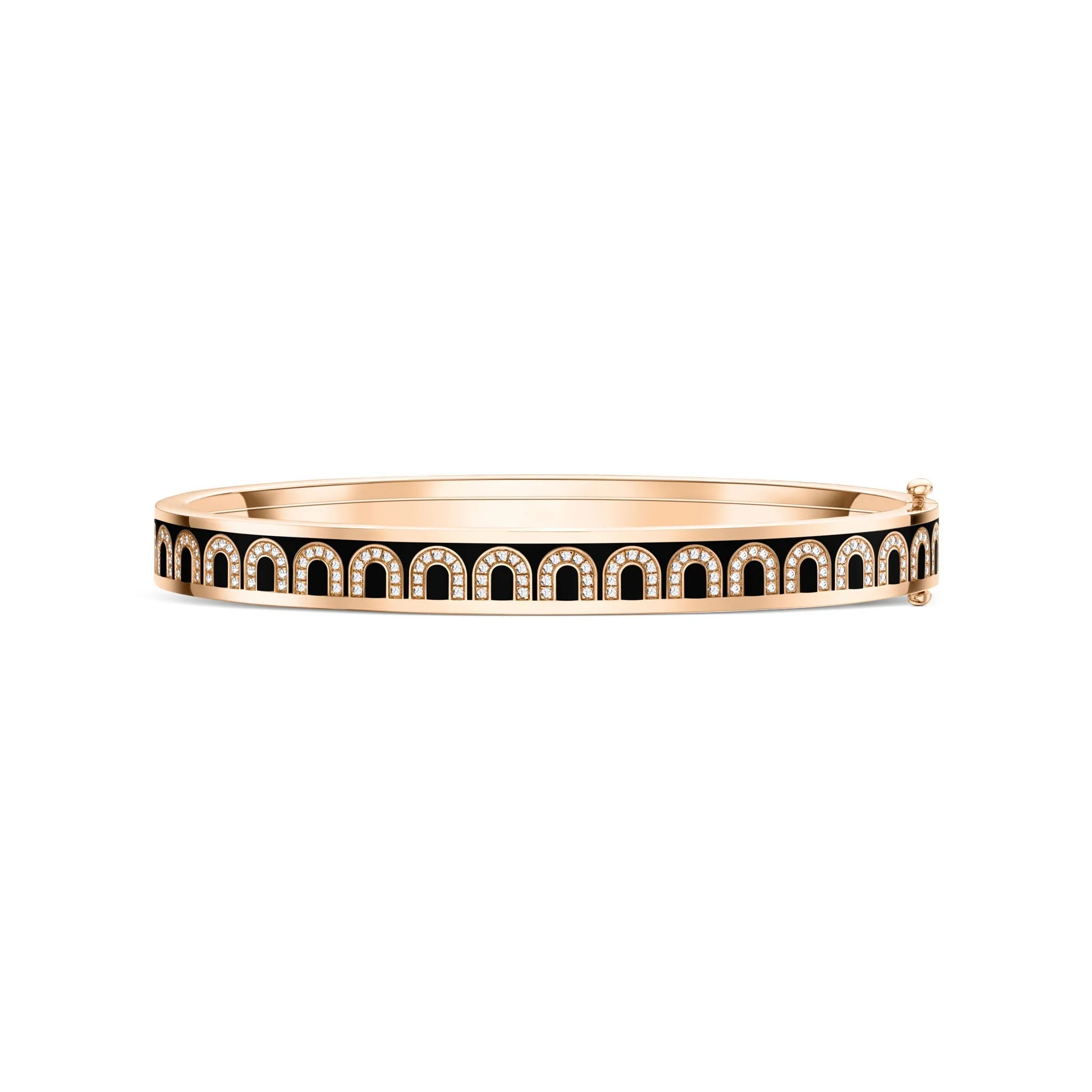 L'Arc de DAVIDOR Bangle PM, 18k Rose Gold with Lacquered Ceramic and Arcade Diamonds