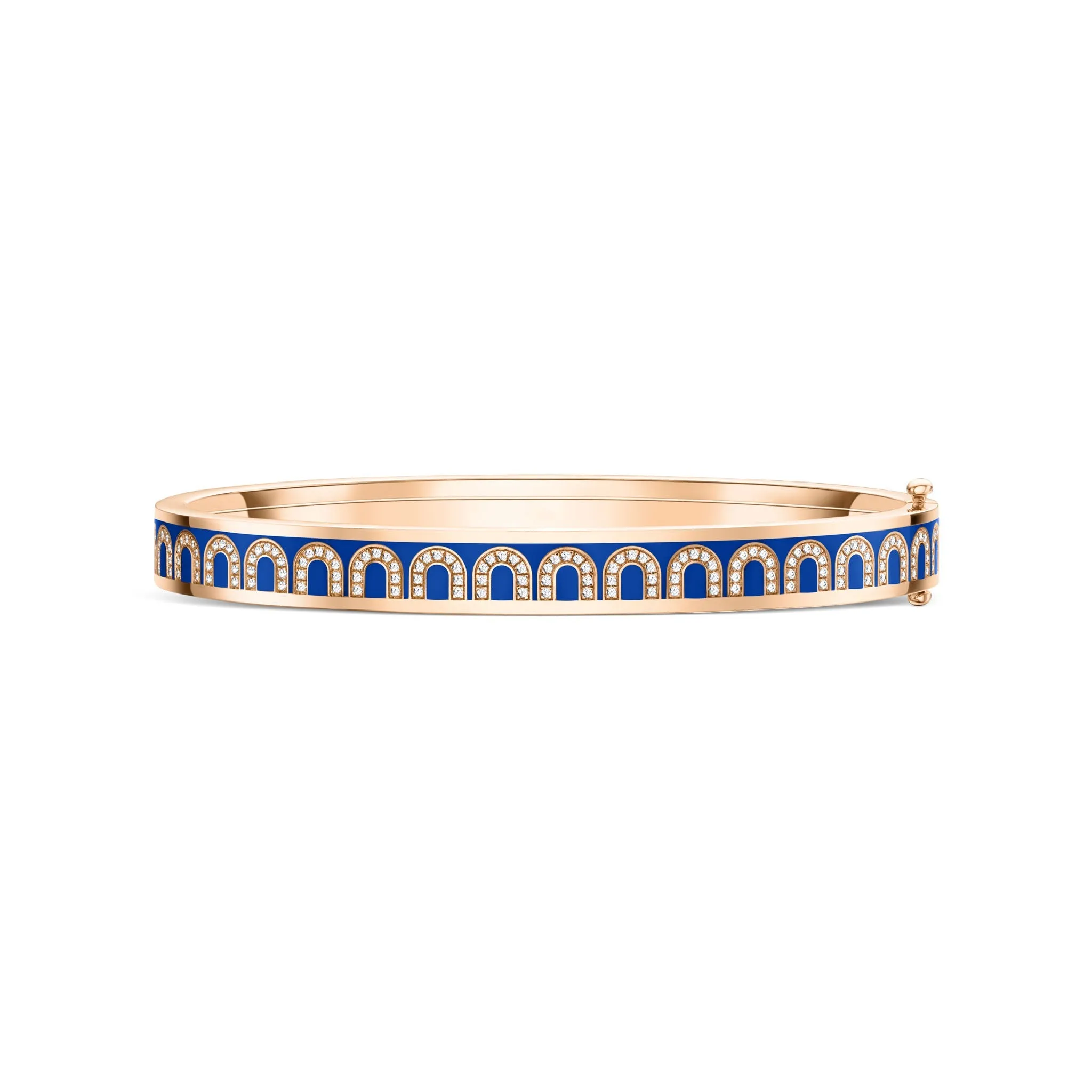 L'Arc de DAVIDOR Bangle PM, 18k Rose Gold with Lacquered Ceramic and Arcade Diamonds