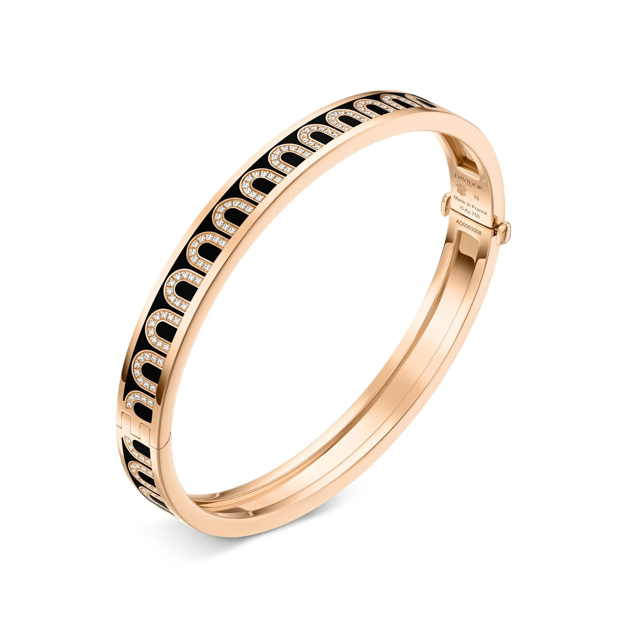 L'Arc de DAVIDOR Bangle PM, 18k Rose Gold with Lacquered Ceramic and Arcade Diamonds