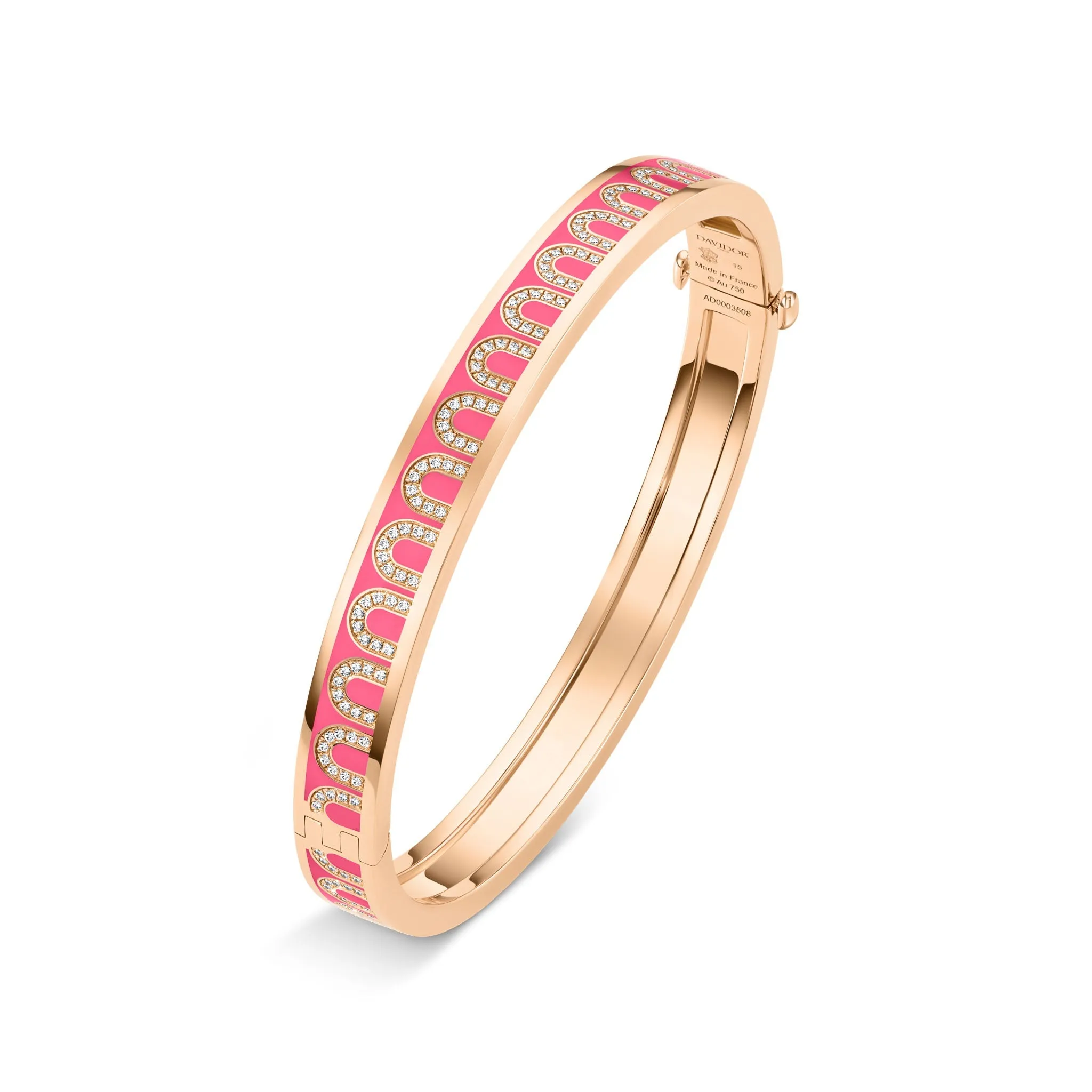 L'Arc de DAVIDOR Bangle PM, 18k Rose Gold with Lacquered Ceramic and Arcade Diamonds