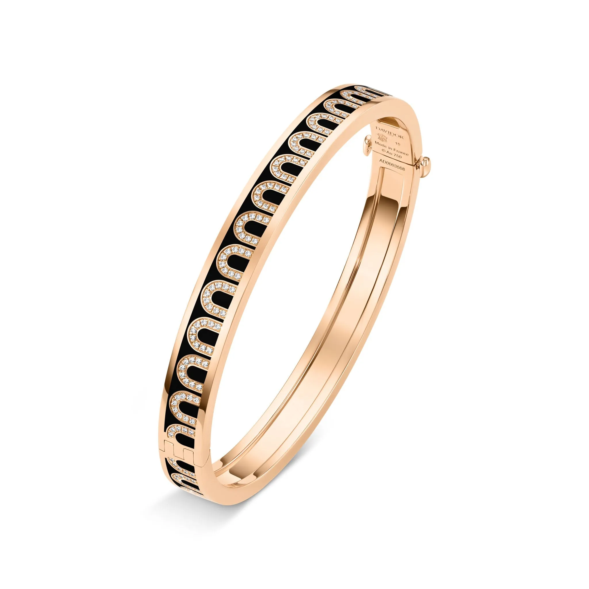 L'Arc de DAVIDOR Bangle PM, 18k Rose Gold with Lacquered Ceramic and Arcade Diamonds