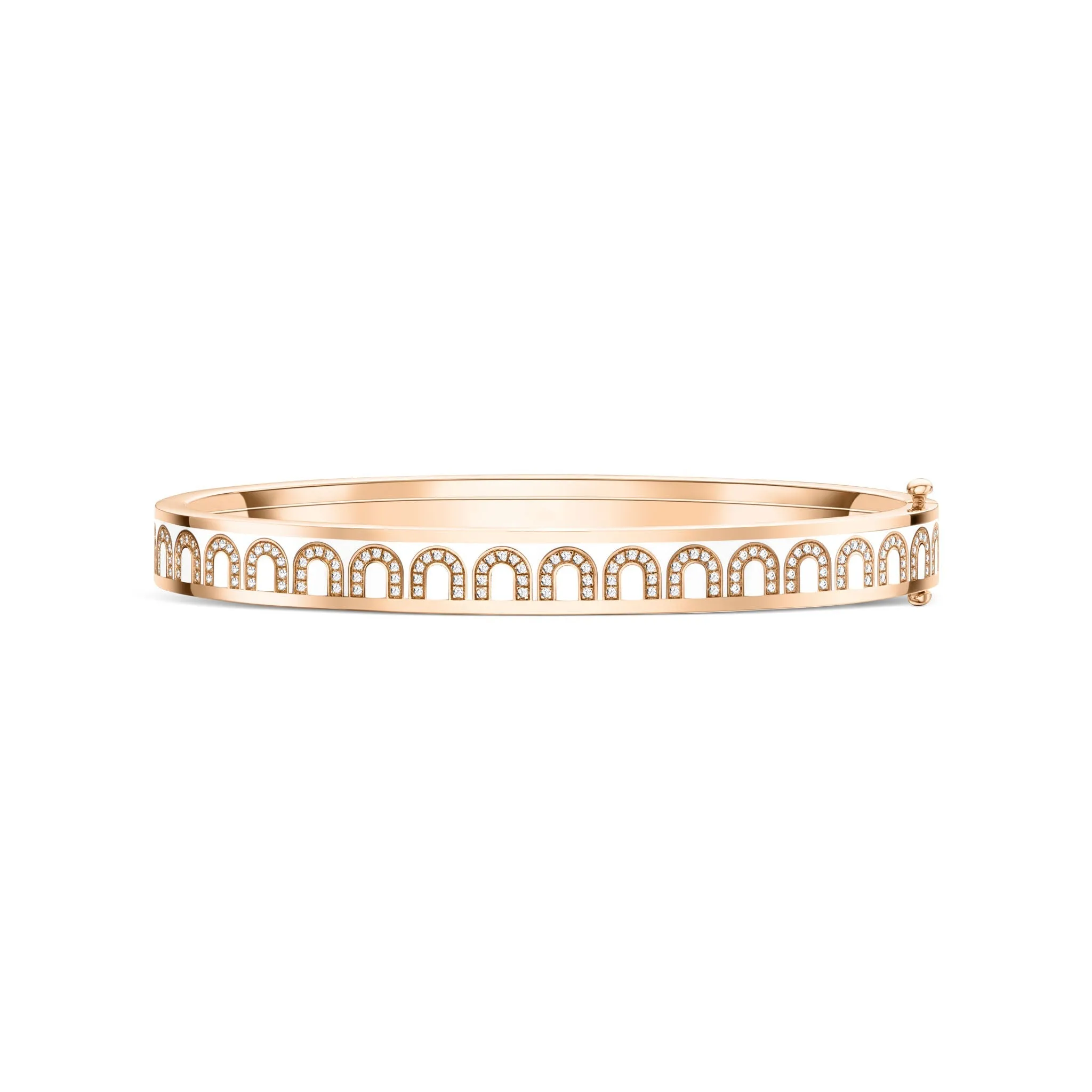 L'Arc de DAVIDOR Bangle PM, 18k Rose Gold with Lacquered Ceramic and Arcade Diamonds