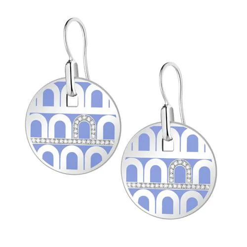 L'Arc de DAVIDOR Pendant Earring GM, 18k White Gold with Lacquered Ceramic and Porta Diamonds