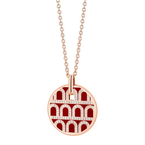 L'Arc de DAVIDOR Pendant GM, 18k Rose Gold with Lacquered Ceramic and Palais Diamonds