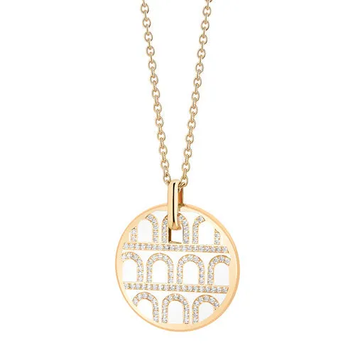 L'Arc de DAVIDOR Pendant GM, 18k Yellow Gold with Lacquered Ceramic and Palais Diamonds