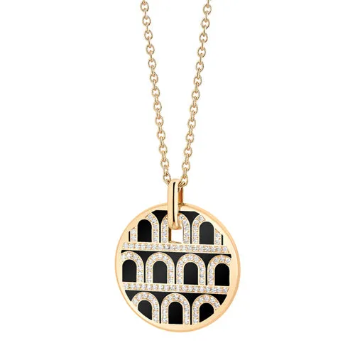 L'Arc de DAVIDOR Pendant GM, 18k Yellow Gold with Lacquered Ceramic and Palais Diamonds