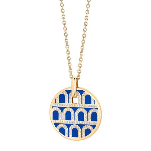 L'Arc de DAVIDOR Pendant GM, 18k Yellow Gold with Lacquered Ceramic and Palais Diamonds