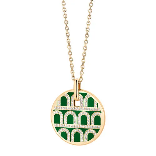 L'Arc de DAVIDOR Pendant GM, 18k Yellow Gold with Lacquered Ceramic and Palais Diamonds