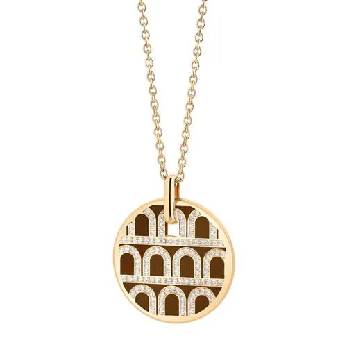 L'Arc de DAVIDOR Pendant GM, 18k Yellow Gold with Lacquered Ceramic and Palais Diamonds