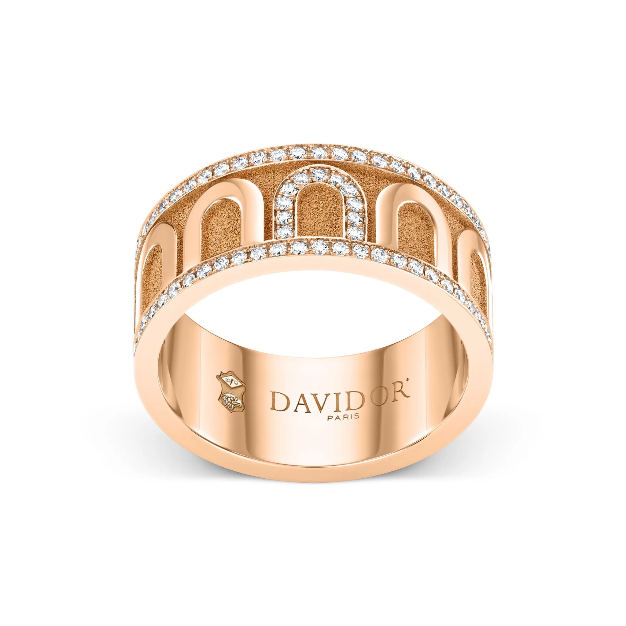 L'Arc de DAVIDOR Ring GM, 18k Rose Gold with Satin Finish and Porta Diamonds