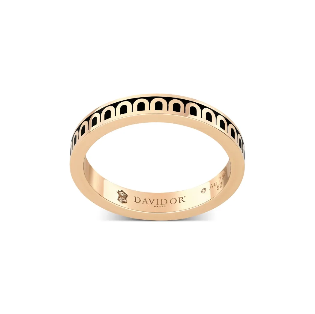 L'Arc de DAVIDOR Ring PM, 18k Rose Gold with Caviar Lacquered Ceramic