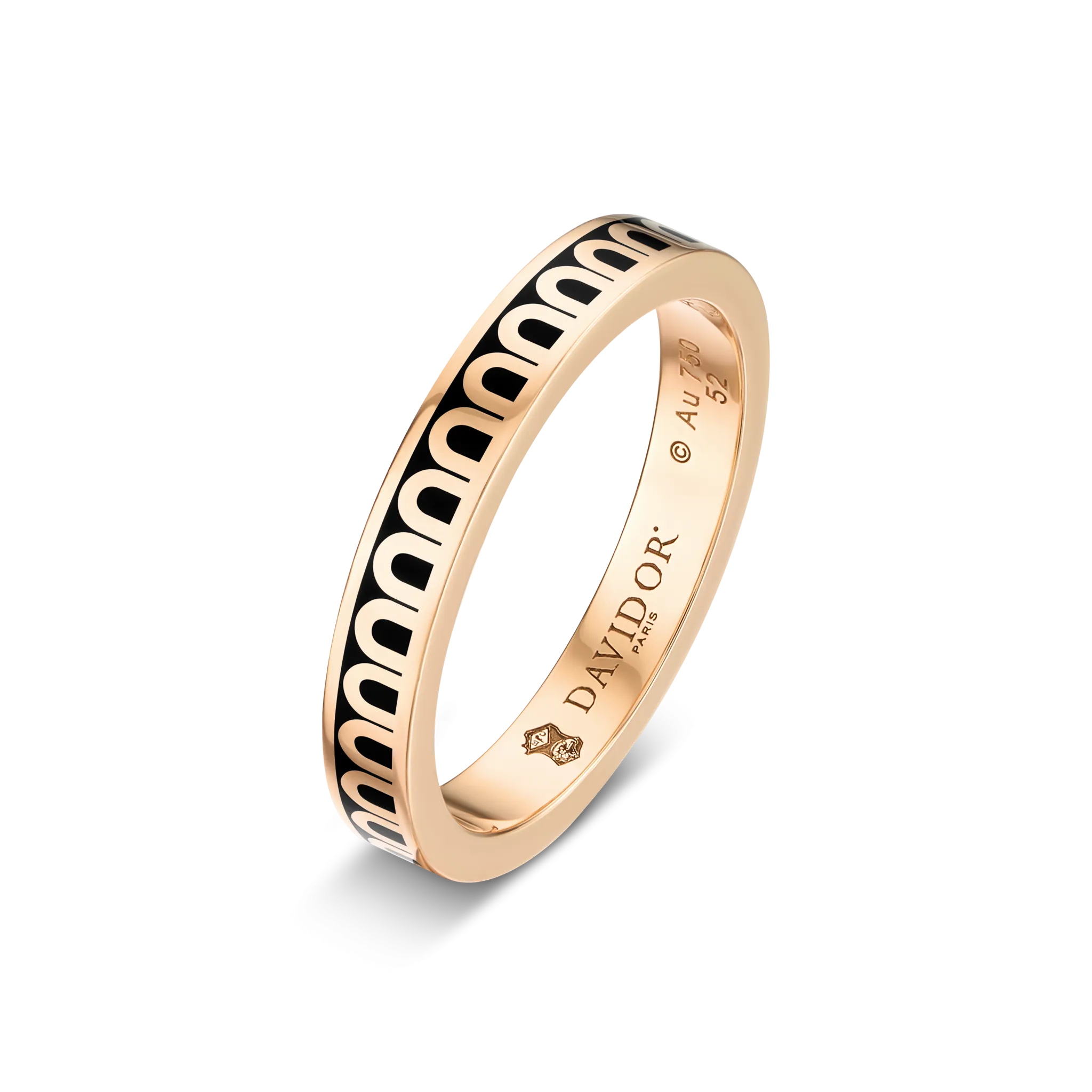 L'Arc de DAVIDOR Ring PM, 18k Rose Gold with Caviar Lacquered Ceramic