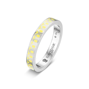 L'Arc de DAVIDOR Ring PM, 18k White Gold with Limoncello Lacquered Ceramic