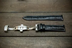 Leather watch strap, band made of calf leather with croc grain pattern 18, 19, 20, 21, 22 mm, Quick Release. Deployment clasp.