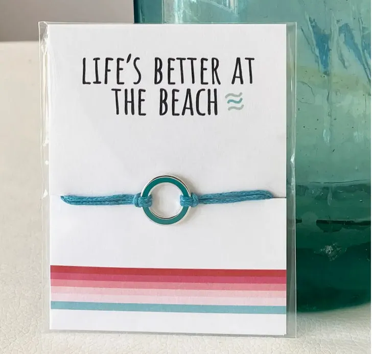 ‘Life's Better At the Beach!’ String Charm Bracelet