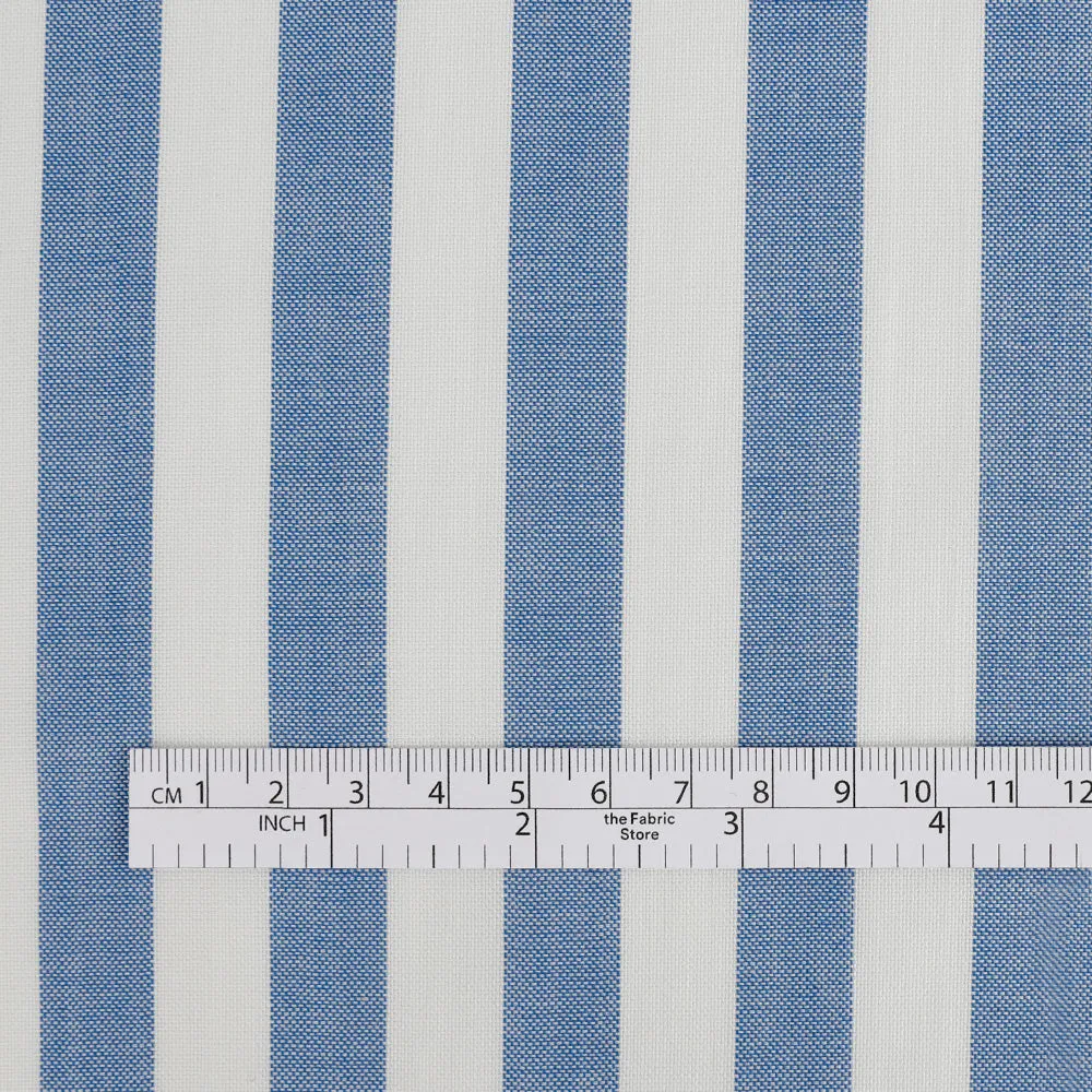 Lightweight Striped Cotton Oxford - Blue