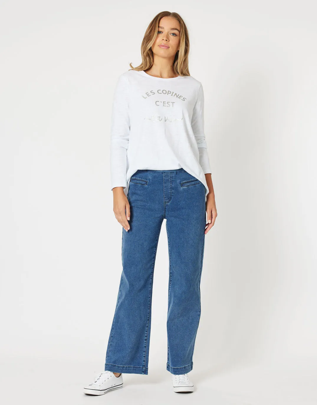 Maddy Pull On Wide Leg Jean - Denim