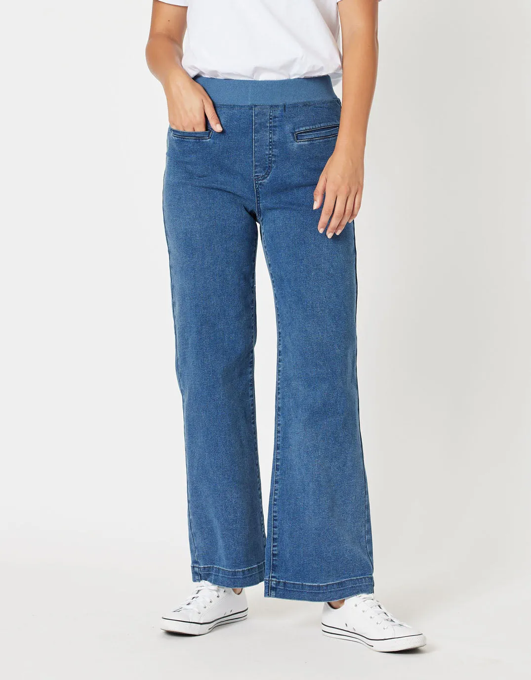 Maddy Pull On Wide Leg Jean - Denim