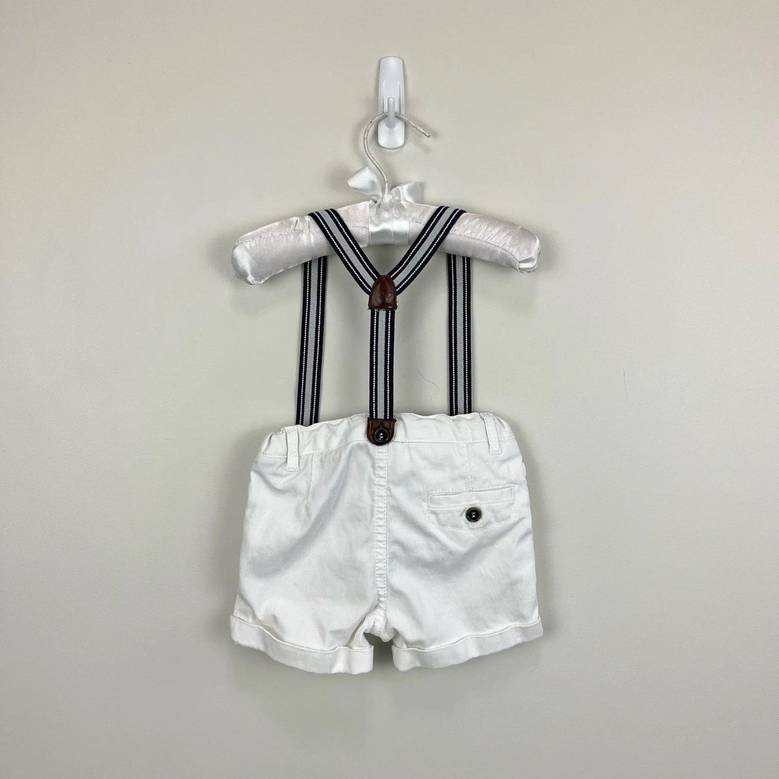 Mayoral Baby White Suspender Shorts 74 cm 9 Months