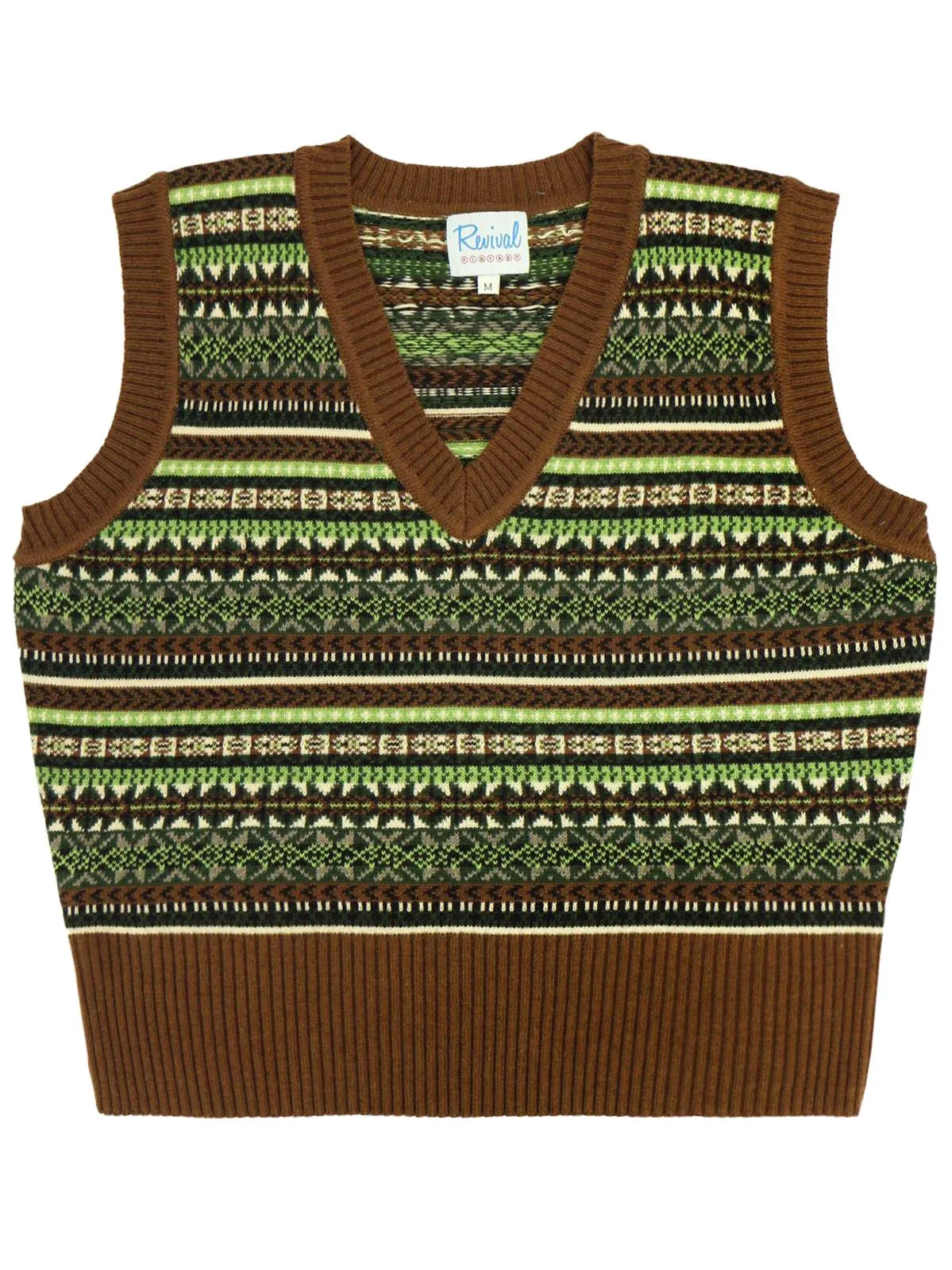 Melvin Vintage Fairisle Tank Top - Hazelnut Brown