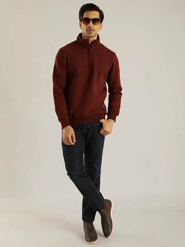 Men Full Sleeve Solid High Neck Sweatshirt