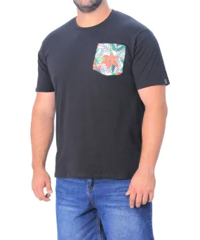 Mens Contrast Floral Pocket Plain Tee