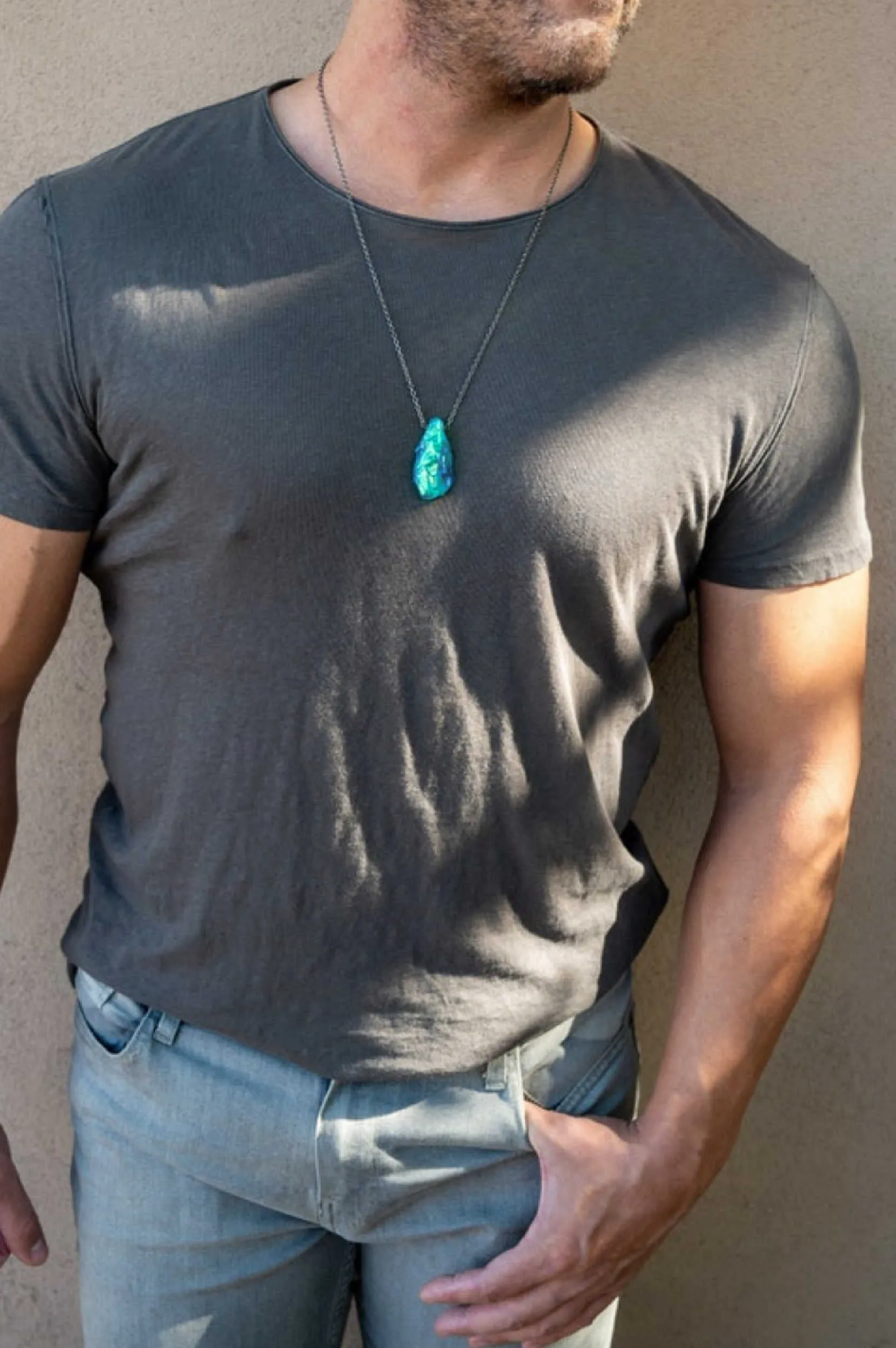 Men's Inner Light Mystic Aura Quartz Necklace