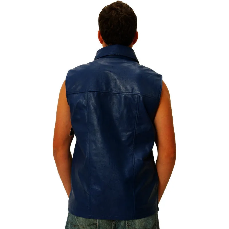 Mens Leather Vest With Hood CLEARANCE SALE