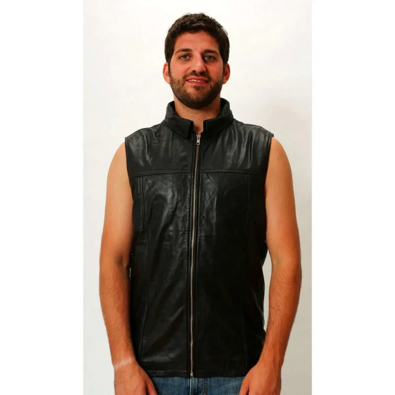 Mens Leather Vest With Hood CLEARANCE SALE