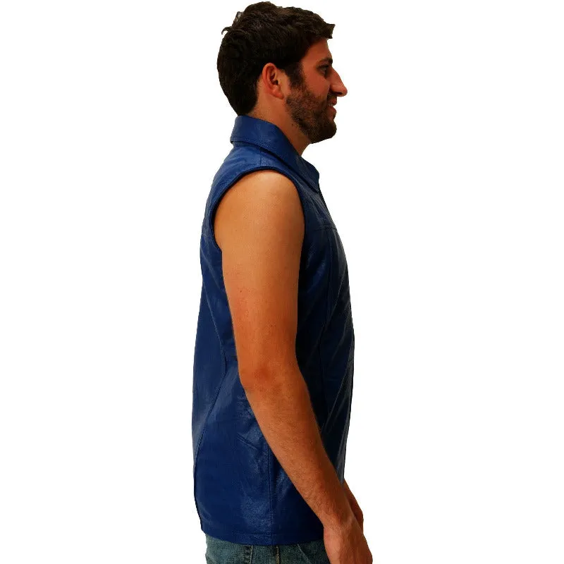 Mens Leather Vest With Hood CLEARANCE SALE