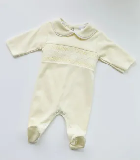 MIA BELLA Smocked Style Cotton Babygrow  Lemon