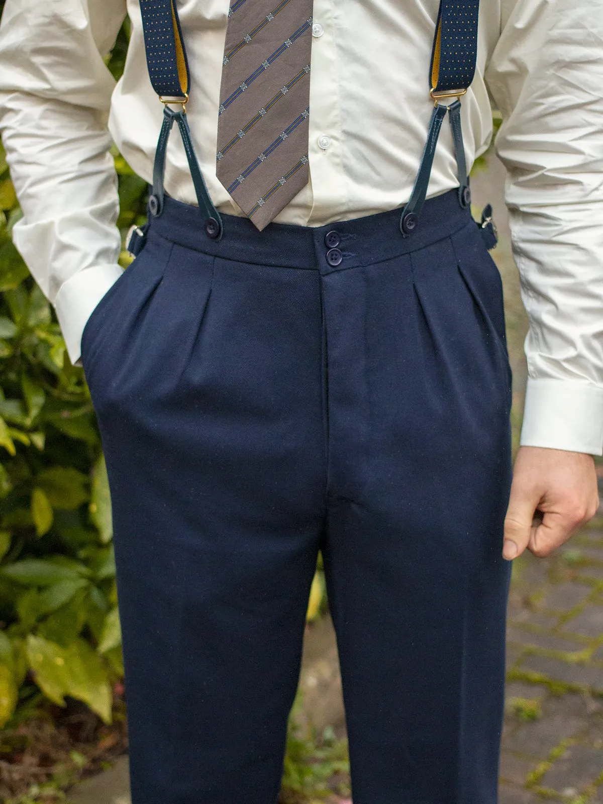 Midcentury Vintage Edwin High Waist Trousers in Navy Blue