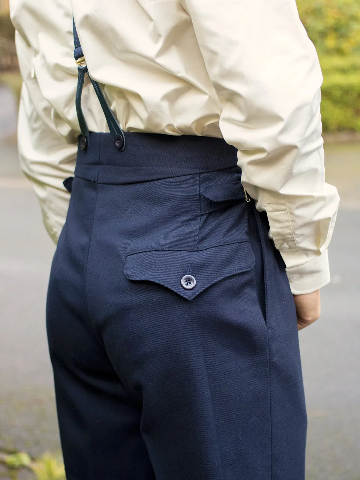 Midcentury Vintage Edwin High Waist Trousers in Navy Blue