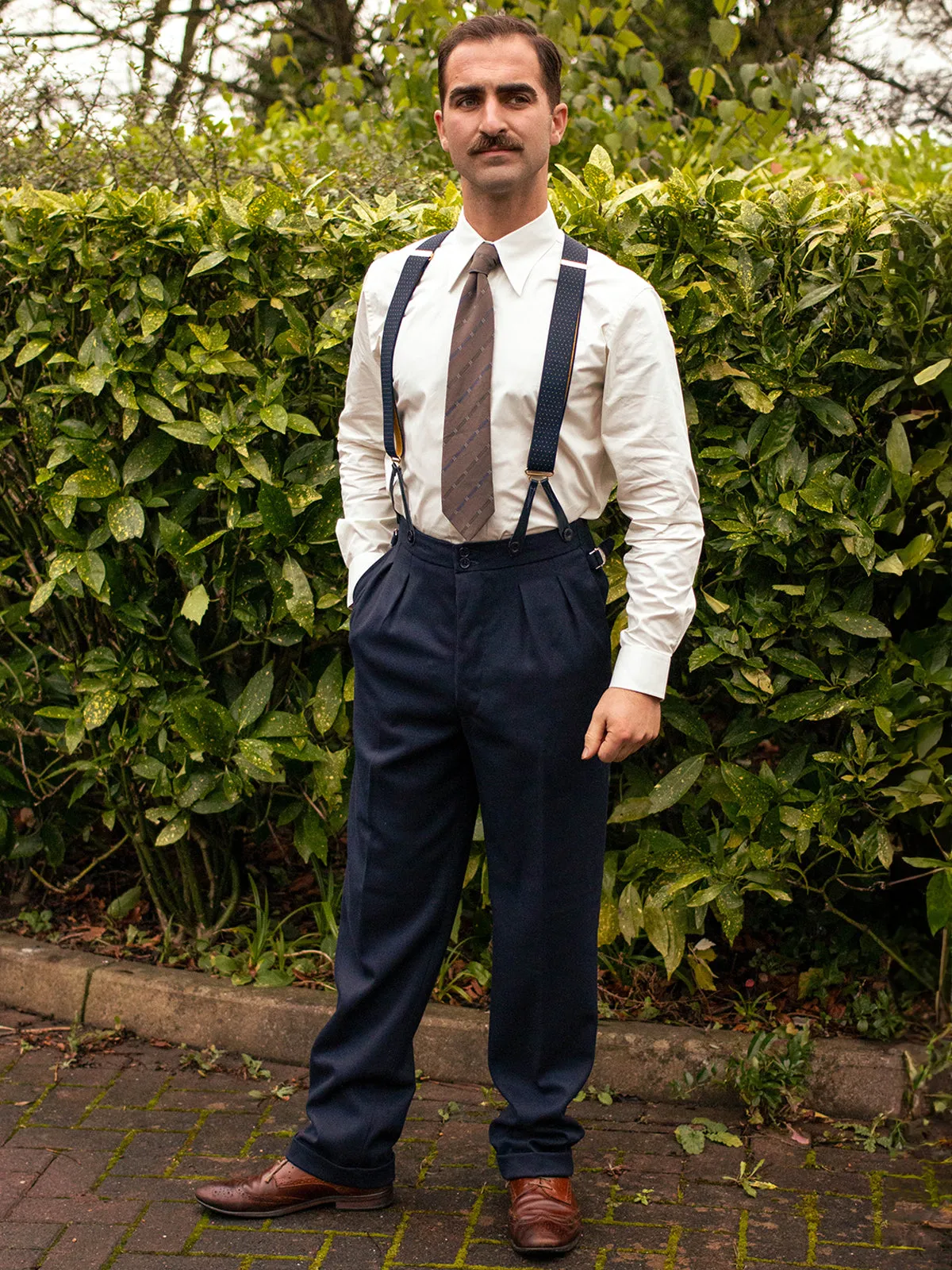 Midcentury Vintage Edwin High Waist Trousers in Navy Blue