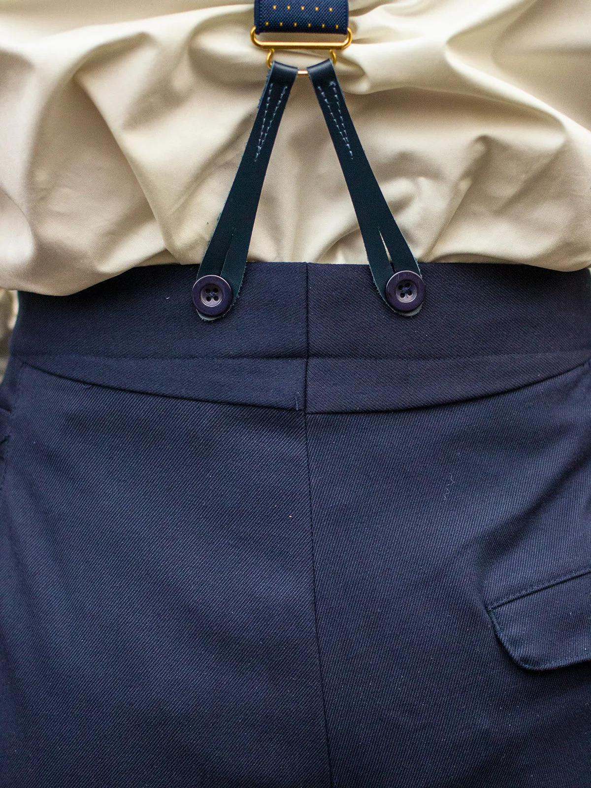 Midcentury Vintage Edwin High Waist Trousers in Navy Blue