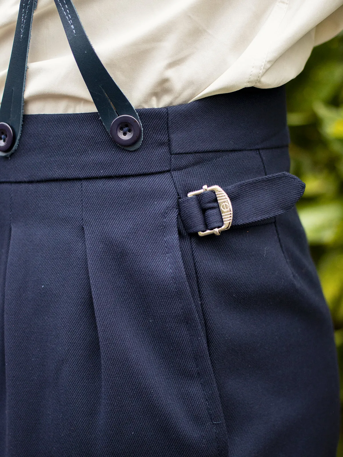 Midcentury Vintage Edwin High Waist Trousers in Navy Blue