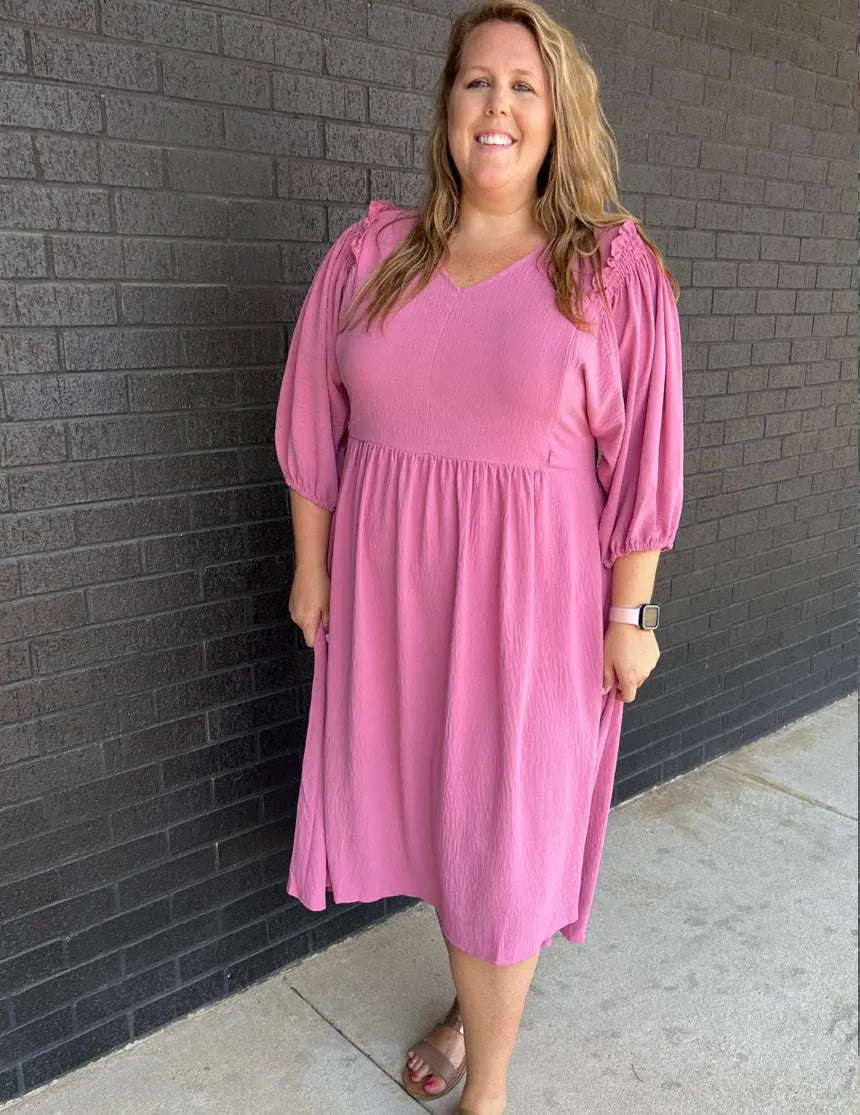 Midi-Length Nursing Dress | Vintage Rose 2.0