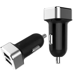 Mini Dual USB Port Car Charger 12-24V 2.4A Output For Smart Phone Tablet Black - #KC-2U09