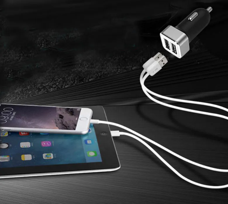 Mini Dual USB Port Car Charger 12-24V 2.4A Output For Smart Phone Tablet Black - #KC-2U09