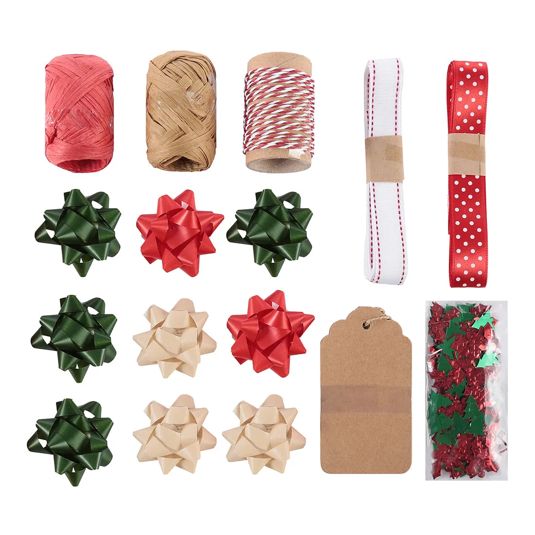 MINISO Christmas Series - Gift Wrapping Ribbons, Gift Tags Kraft Box Set A (20 Pcs)