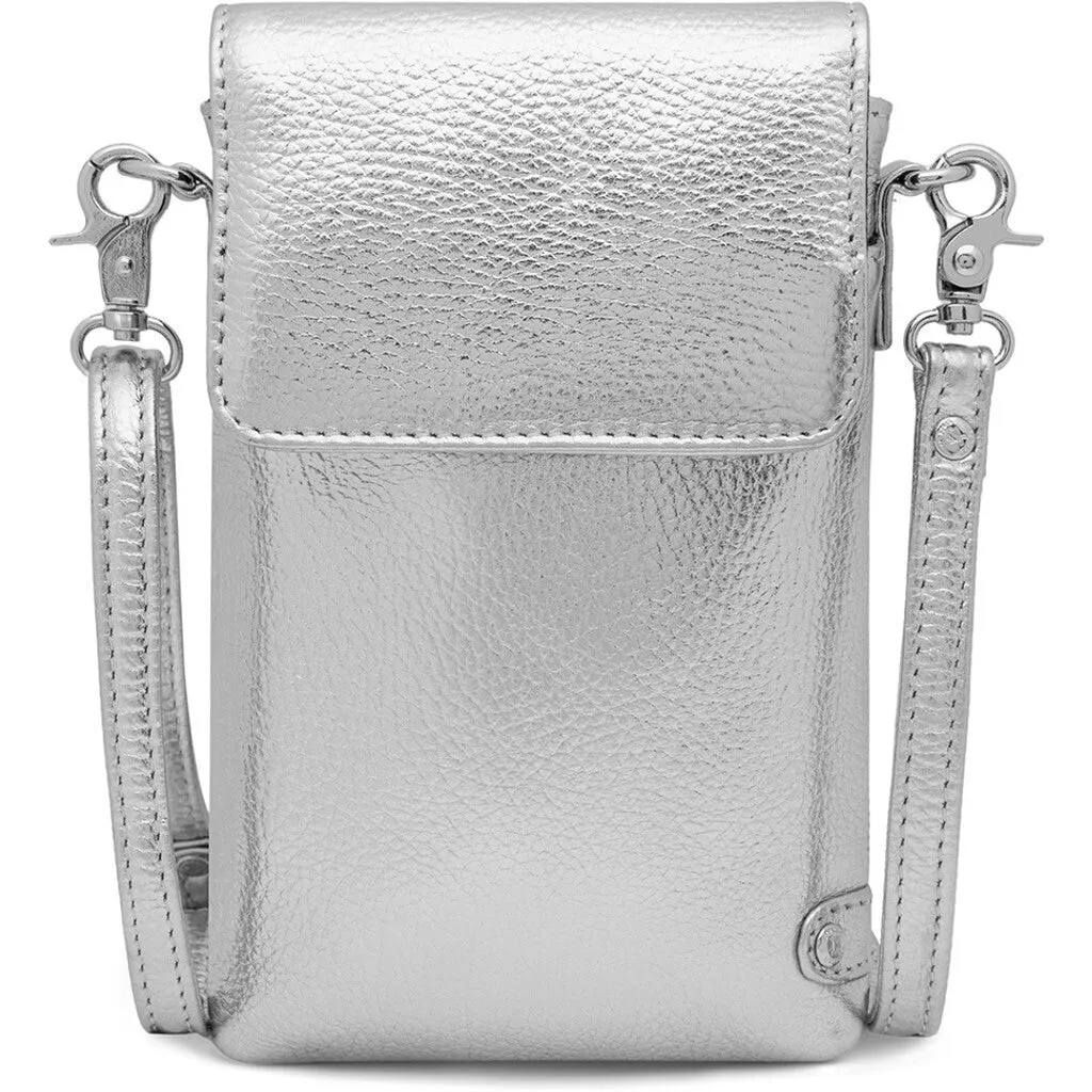 Mobile bag in soft leather and timeless design / 16044 - Silver