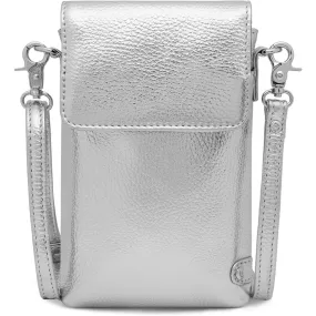 Mobile bag in soft leather and timeless design / 16044 - Silver