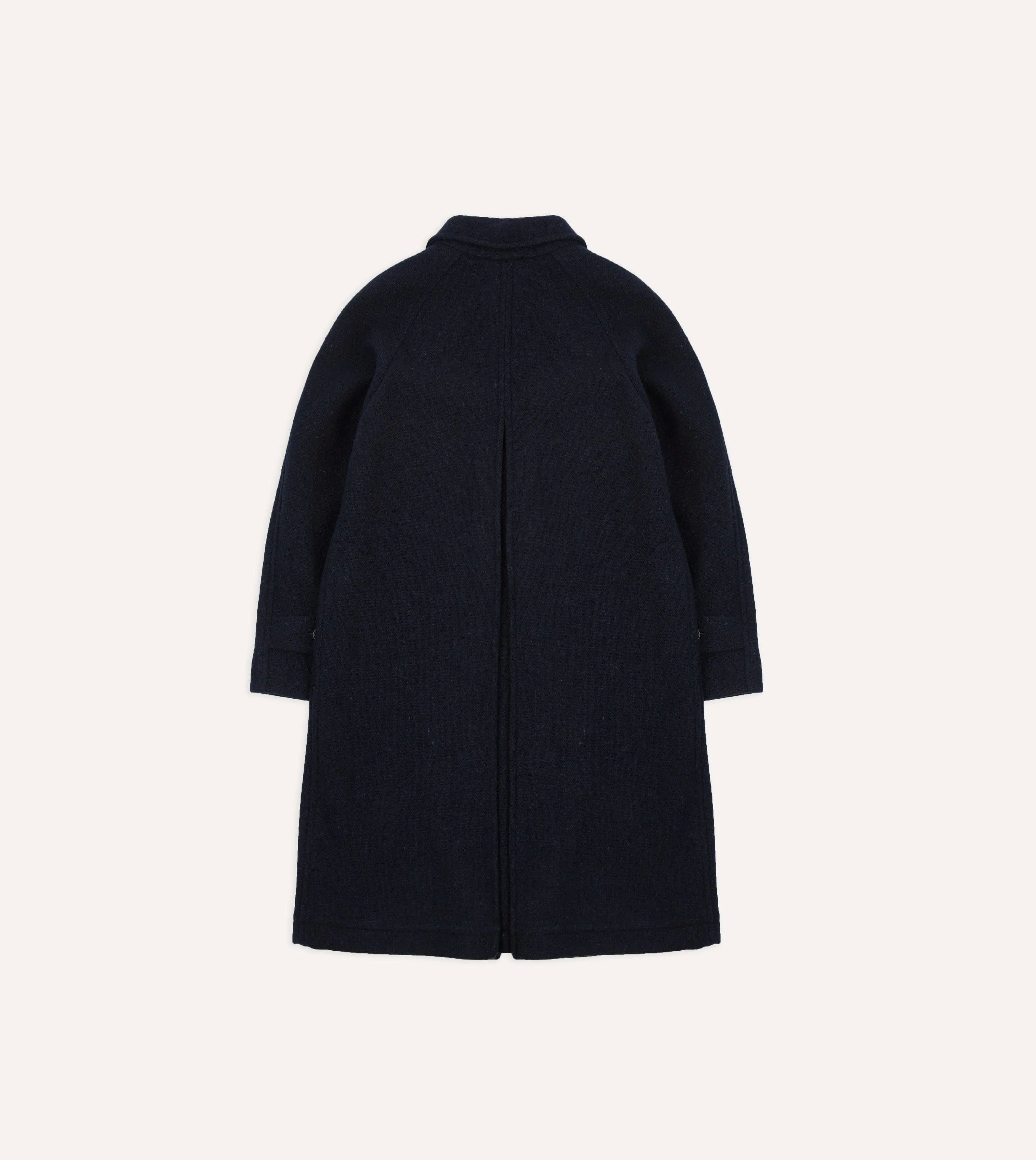 Navy Donegal Wool Raglan Coat