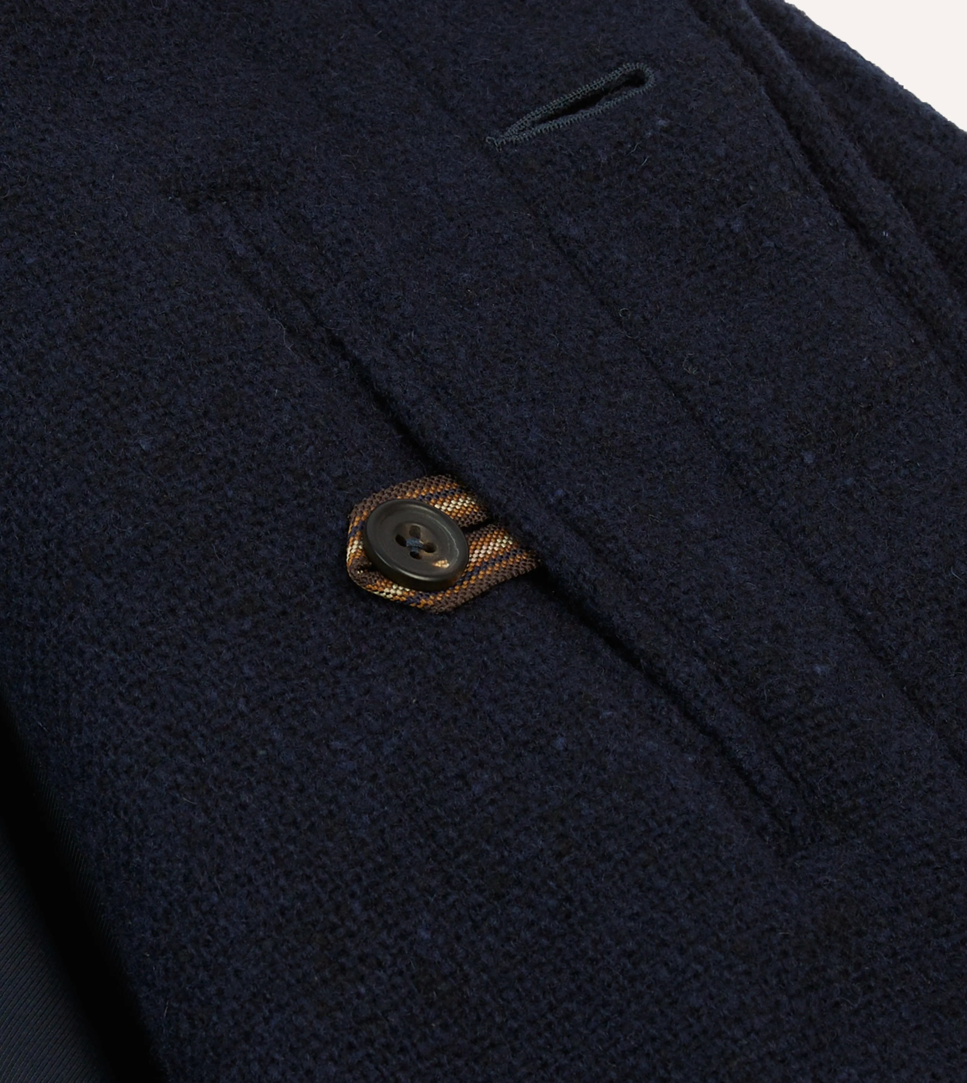 Navy Donegal Wool Raglan Coat